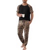 Ekouaer Mens Pajama Set Short Sleeve Pjs with Pant 2 Piece Lounge Set S-3XL(Black Leopard)