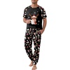 Ekouaer Mens Pajama Set Short Sleeve Pjs with Pant 2 Piece Lounge Set S-3XL(Black Reindeer Christmas)