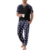 Ekouaer Mens Pajama Set Short Sleeve Pjs with Pant 2 Piece Lounge Set S-3XL(Navy Santa)