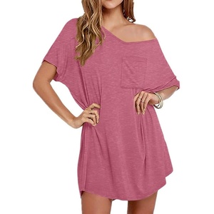 Ekouaer Cotton Nightgowns for Women Oversized Sleep Shirt Tshirt Night Gown(Cherry Red)
