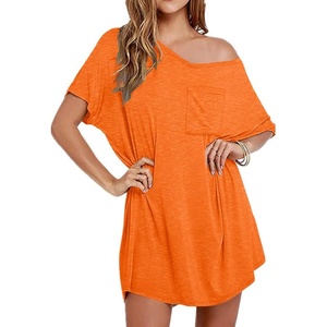 Ekouaer Cotton Nightgowns for Women Oversized Sleep Shirt Tshirt Night Gown(Orange)