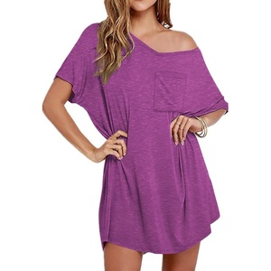 Ekouaer Cotton Nightgowns for Women Oversized Sleep Shirt Tshirt Night Gown(Rose Purple)
