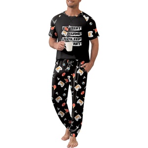 Ekouaer Mens Pajama Set Short Sleeve Pjs with Pant 2 Piece Lounge Set S-3XL(Black Gaming)