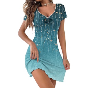 Ekouaer Nightgowns for Women Sexy Sleep Shirts V Neck Night Gowns(Sparkling Branches)