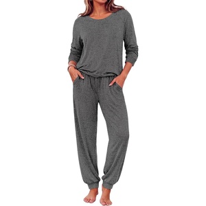 Ekouaer Pajamas for Women Set Long Sleeve Pjs Soft 2 Piece Cozy Loungewear(Dark Gray)
