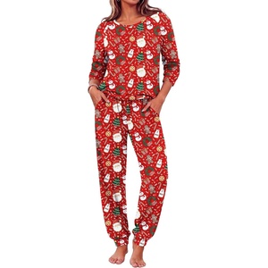 Ekouaer Pajamas for Women Set Long Sleeve Pjs Soft 2 Piece Cozy Loungewear(Red Christmas)