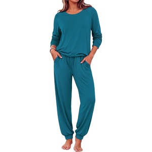 Ekouaer Pajamas for Women Set Long Sleeve Pjs Soft 2 Piece Cozy Loungewear(Teal)