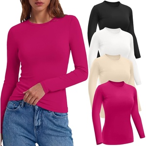 Ekouaer Women Long Sleeve Thermal Shirts Micro Fleece Tops Warm Undershirts(Black/White/Beige/Rose Pink)