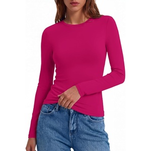 Ekouaer Women Long Sleeve Thermal Shirts Micro Fleece Tops Warm Undershirts(Rose Red(hot Pink))