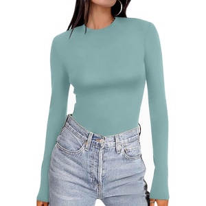 Ekouaer Women’s Long Sleeve Shirts Tight Fitted Tops Thermal Underscrubs(Cadet Blue)