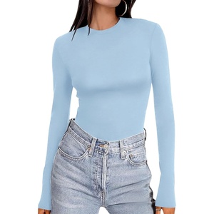 Ekouaer Women’s Long Sleeve Shirts Tight Fitted Tops Thermal Underscrubs(Light Blue)