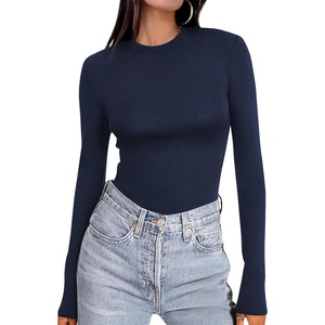 Ekouaer Women’s Long Sleeve Shirts Tight Fitted Tops Thermal Underscrubs(Navy Blue)