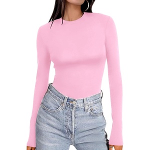 Ekouaer Women’s Long Sleeve Shirts Tight Fitted Tops Thermal Underscrubs(Pink)