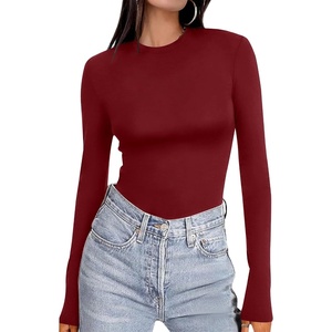 Ekouaer Women’s Long Sleeve Shirts Tight Fitted Tops Thermal Underscrubs(Wine Red)