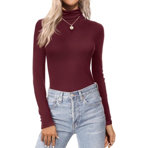 Turtleneck Tops for Women Long Sleeve Base Layer Thermal Underwear Shirts(Maroon)