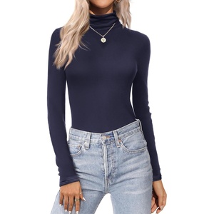 Turtleneck Tops for Women Long Sleeve Base Layer Thermal Underwear Shirts(Navy Blue)
