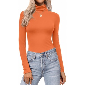 Turtleneck Tops for Women Long Sleeve Base Layer Thermal Underwear Shirts(New Orange)