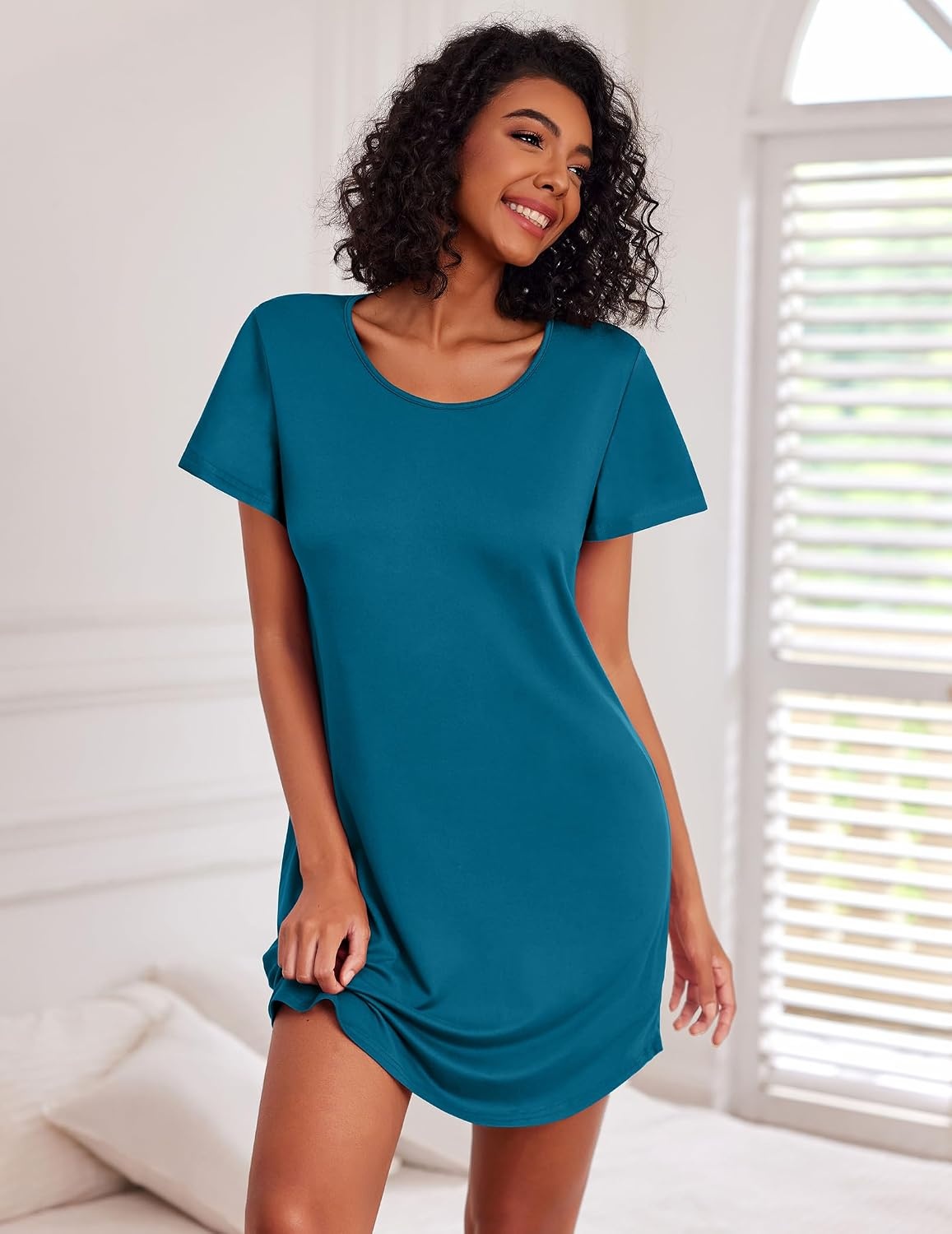image:imageEkouaer Cotton Nightgowns for Women 3 Pack Sleepshirts Tshirt Night GownDark BlueBlue MoonBlack