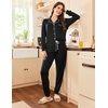 Ekouaer Pajamas Set Long Sleeve Sleepwear Womens Button Down Soft Pjs(Black)