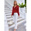 Ekouaer Pajamas Set Long Sleeve Sleepwear Womens Button Down Soft Pjs(Black and Red Plaid)