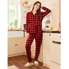 Ekouaer Pajamas Set Long Sleeve Sleepwear Womens Button Down Soft Pjs(Black and Red Plaid)