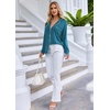 Ekouaer Pajamas Set Long Sleeve Sleepwear Womens Button Down Soft Pjs(Blue Green)