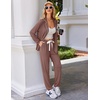 Ekouaer Pajamas Set Long Sleeve Sleepwear Womens Button Down Soft Pjs(Brown)