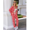 Ekouaer Pajamas Set Long Sleeve Sleepwear Womens Button Down Soft Pjs(Christmas Red With Santa Pattern)