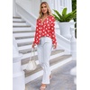 Ekouaer Pajamas Set Long Sleeve Sleepwear Womens Button Down Soft Pjs(Christmas Red With Santa Pattern)