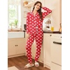 Ekouaer Pajamas Set Long Sleeve Sleepwear Womens Button Down Soft Pjs(Christmas Red With Santa Pattern)