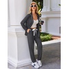 Ekouaer Pajamas Set Long Sleeve Sleepwear Womens Button Down Soft Pjs(Deep Grey)