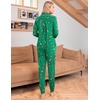 Ekouaer Pajamas Set Long Sleeve Sleepwear Womens Button Down Soft Pjs(Green Christmas Print)