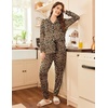 Ekouaer Pajamas Set Long Sleeve Sleepwear Womens Button Down Soft Pjs(Leopard)
