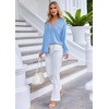 Ekouaer Pajamas Set Long Sleeve Sleepwear Womens Button Down Soft Pjs(Light Blue)