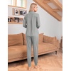 Ekouaer Pajamas Set Long Sleeve Sleepwear Womens Button Down Soft Pjs(Light Grey)