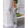 Ekouaer Pajamas Set Long Sleeve Sleepwear Womens Button Down Soft Pjs(Light Grey)