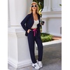 Ekouaer Pajamas Set Long Sleeve Sleepwear Womens Button Down Soft Pjs(Navy)
