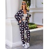 Ekouaer Pajamas Set Long Sleeve Sleepwear Womens Button Down Soft Pjs(Navy Bue Santa)