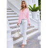 Ekouaer Pajamas Set Long Sleeve Sleepwear Womens Button Down Soft Pjs(Pink)
