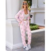 Ekouaer Pajamas Set Long Sleeve Sleepwear Womens Button Down Soft Pjs(Pink Santa)