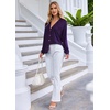 Ekouaer Pajamas Set Long Sleeve Sleepwear Womens Button Down Soft Pjs(Purple)