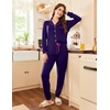Ekouaer Pajamas Set Long Sleeve Sleepwear Womens Button Down Soft Pjs(Purple)