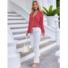 Ekouaer Pajamas Set Long Sleeve Sleepwear Womens Button Down Soft Pjs(Red Heart)