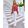 Ekouaer Pajamas Set Long Sleeve Sleepwear Womens Button Down Soft Pjs(Red Santa)