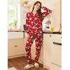 Ekouaer Pajamas Set Long Sleeve Sleepwear Womens Button Down Soft Pjs(Red Santa)