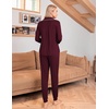 Ekouaer Pajamas Set Long Sleeve Sleepwear Womens Button Down Soft Pjs(Wine Red)