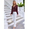 Ekouaer Pajamas Set Long Sleeve Sleepwear Womens Button Down Soft Pjs(Wine Red)