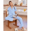 Ekouaer Pajamas for Women Set Button Up Soft Pjs Short Sleeve Lounge Sets(Blue Stripes Bow)