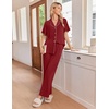 Ekouaer Pajamas for Women Set Button Up Soft Pjs Short Sleeve Lounge Sets(Burgundy)