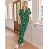 Ekouaer Pajamas for Women Set Button Up Soft Pjs Short Sleeve Lounge Sets(Green Gingerbread)